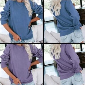 Long Sleeve Sweatshirt Casual Crewneck Cute Pullover Top Lightweight Pocket XL